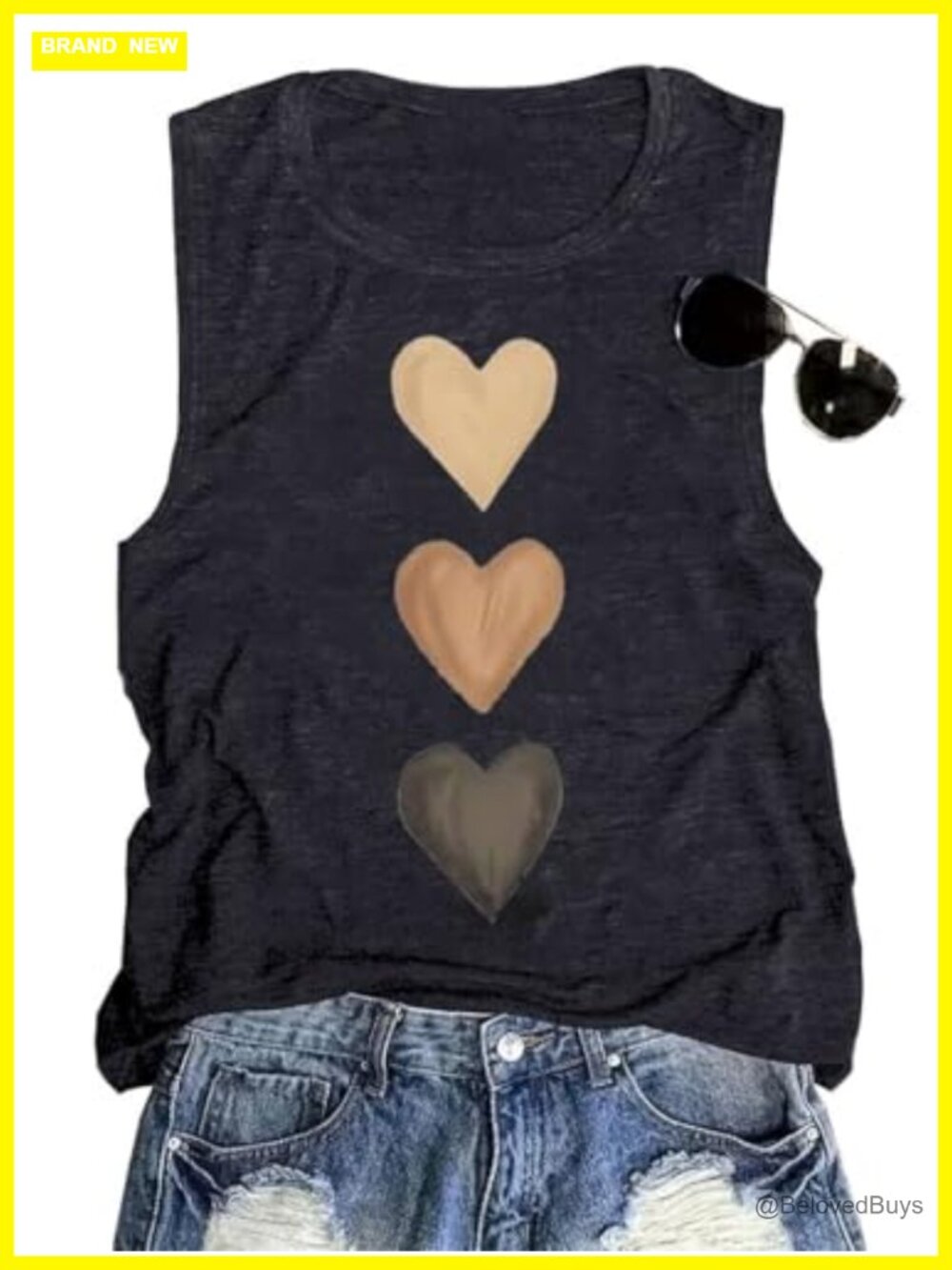 Womens Boho Floral Tank Top Crew Neck Sleeveless Casual Summer